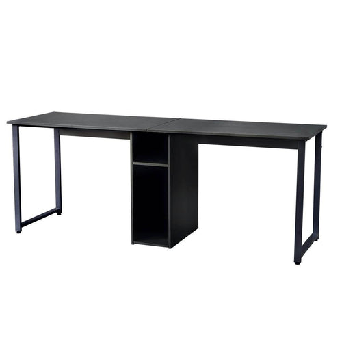 2-Person Metal Desk with Open Shelves