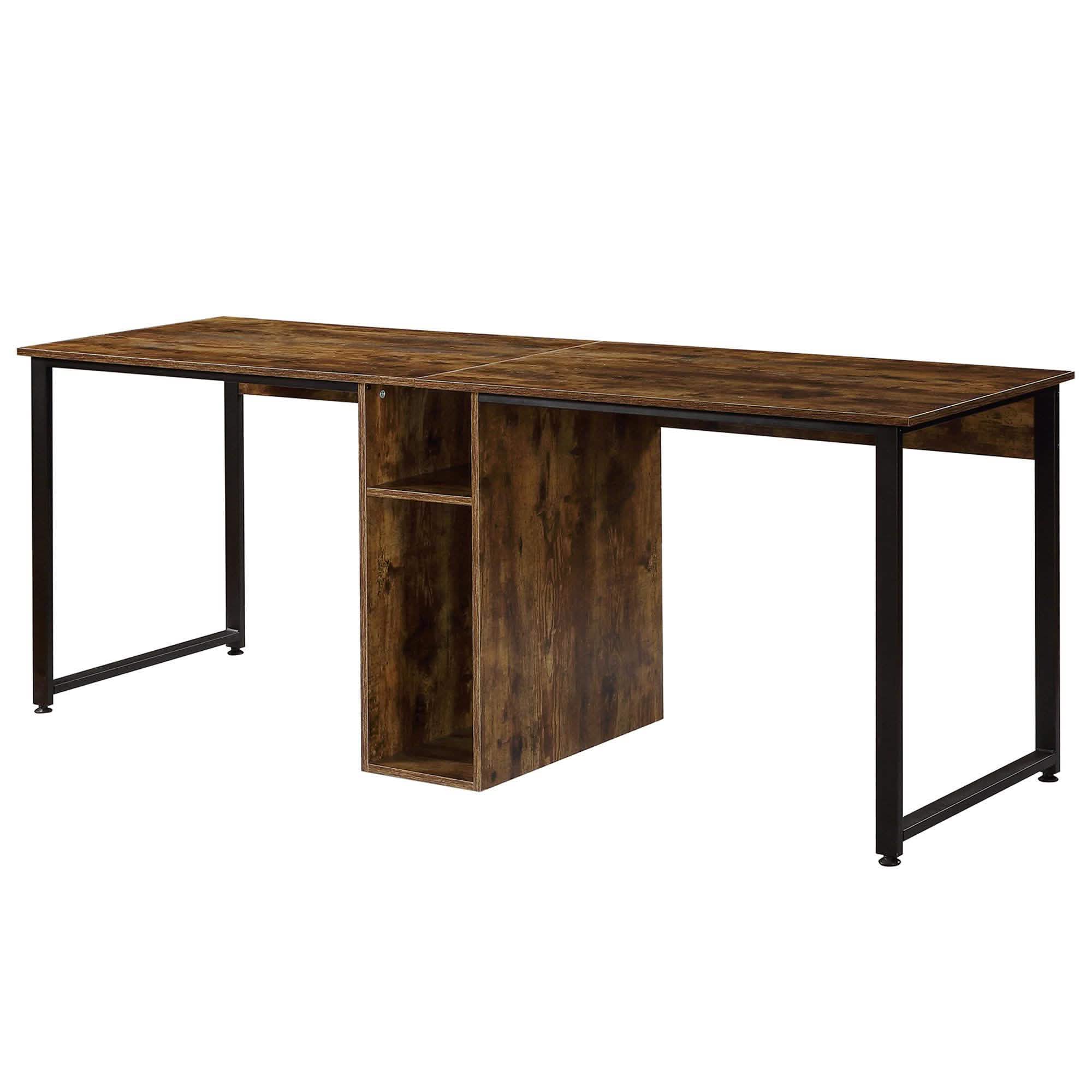 2-Person Metal Desk with Open Shelves