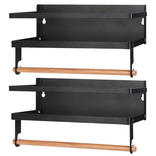 2-Piece: Magnetic Spice Racks for Refrigerator with Paper Towel Holder