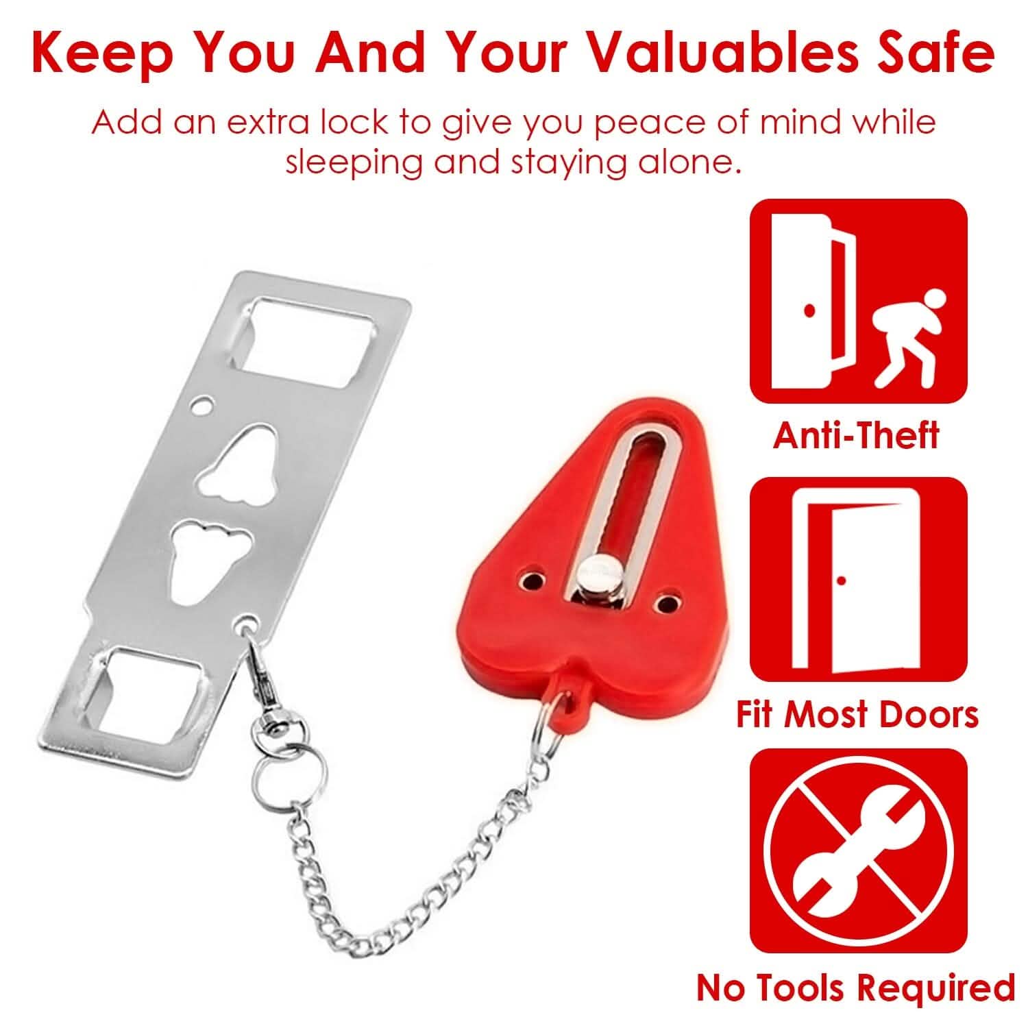 2-Piece: Portable Travel Door Lock Home Hotel Apartment Security Lock