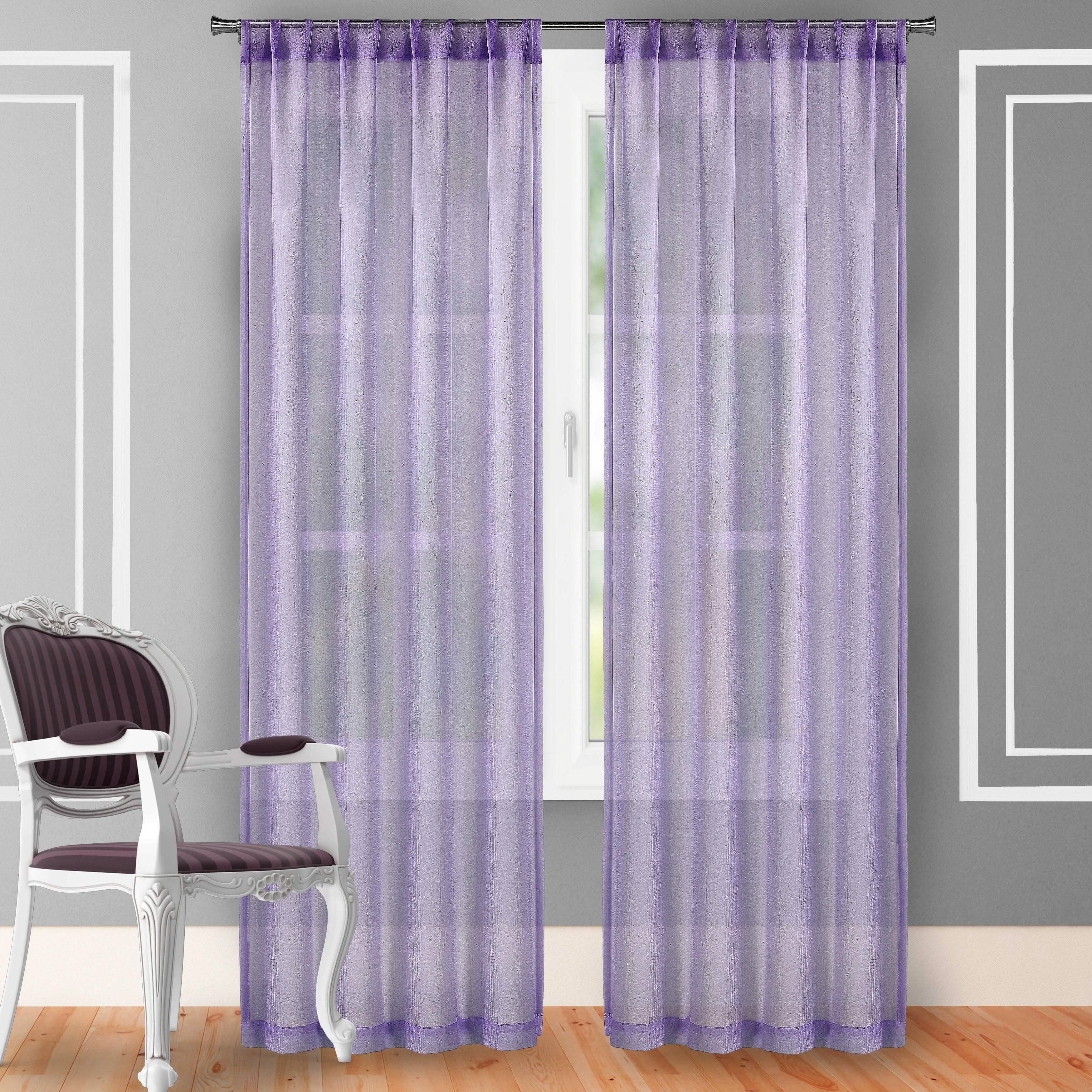 2-Piece Set: Crushed Semi-Sheer Fire Retardant Window Curtain
