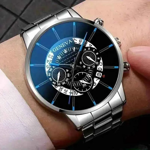 2-Piece Set: Exquisite Men's Quartz Timepieces And Fashionable Stainless Steel Watch Chains