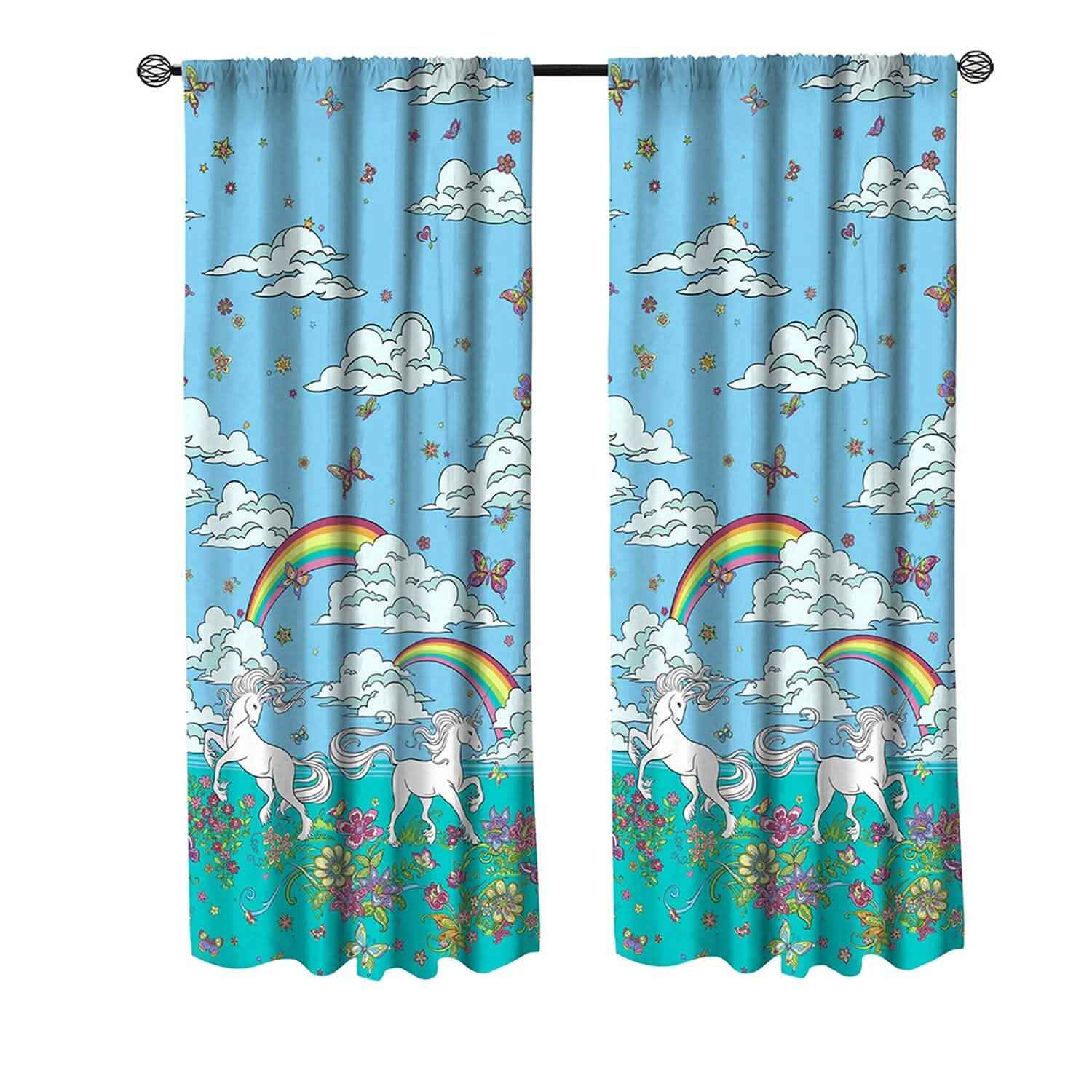 2-Piece Set: Kidz Mix Rainbow Unicorn Window Panel Pair