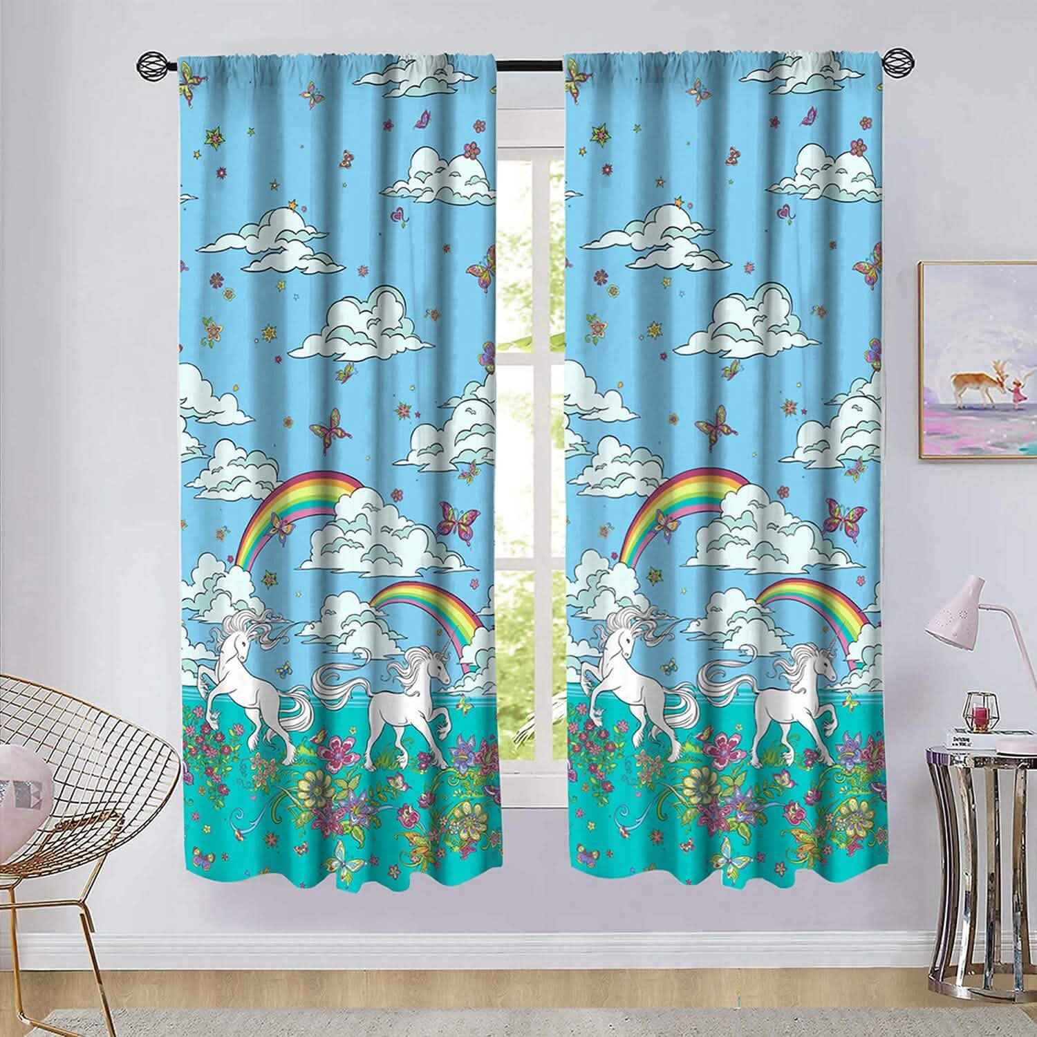 2-Piece Set: Kidz Mix Rainbow Unicorn Window Panel Pair