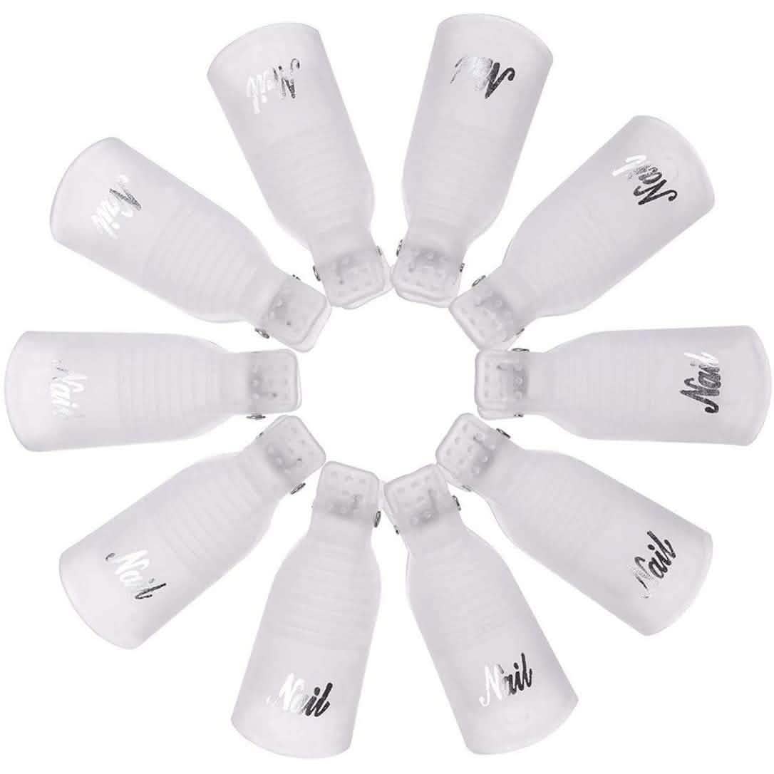 20-Piece Set: Plastic Acrylic Nail Art Soak Off Cap Clip UV Gel Polish Remover Wrap Tool