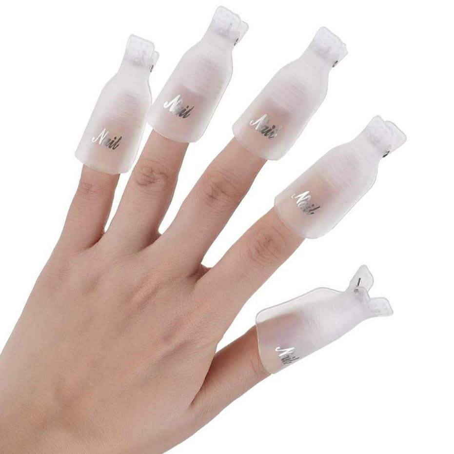 20-Piece Set: Plastic Acrylic Nail Art Soak Off Cap Clip UV Gel Polish Remover Wrap Tool