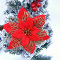 20-Pieces: Artificial Poinsettia Flowers Christmas Ornament
