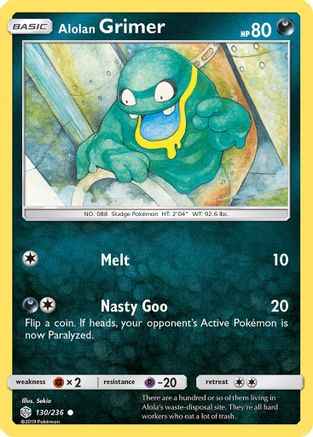 Alolan Grimer 130/236 - SM  Cosmic Eclipse Reverse Holofoil