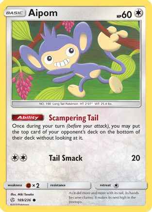 Aipom 169/236 - SM  Cosmic Eclipse Reverse Holofoil