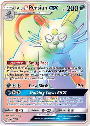 Alolan Persian GX (Secret) 257/236 - SM  Cosmic Eclipse Holofoil
