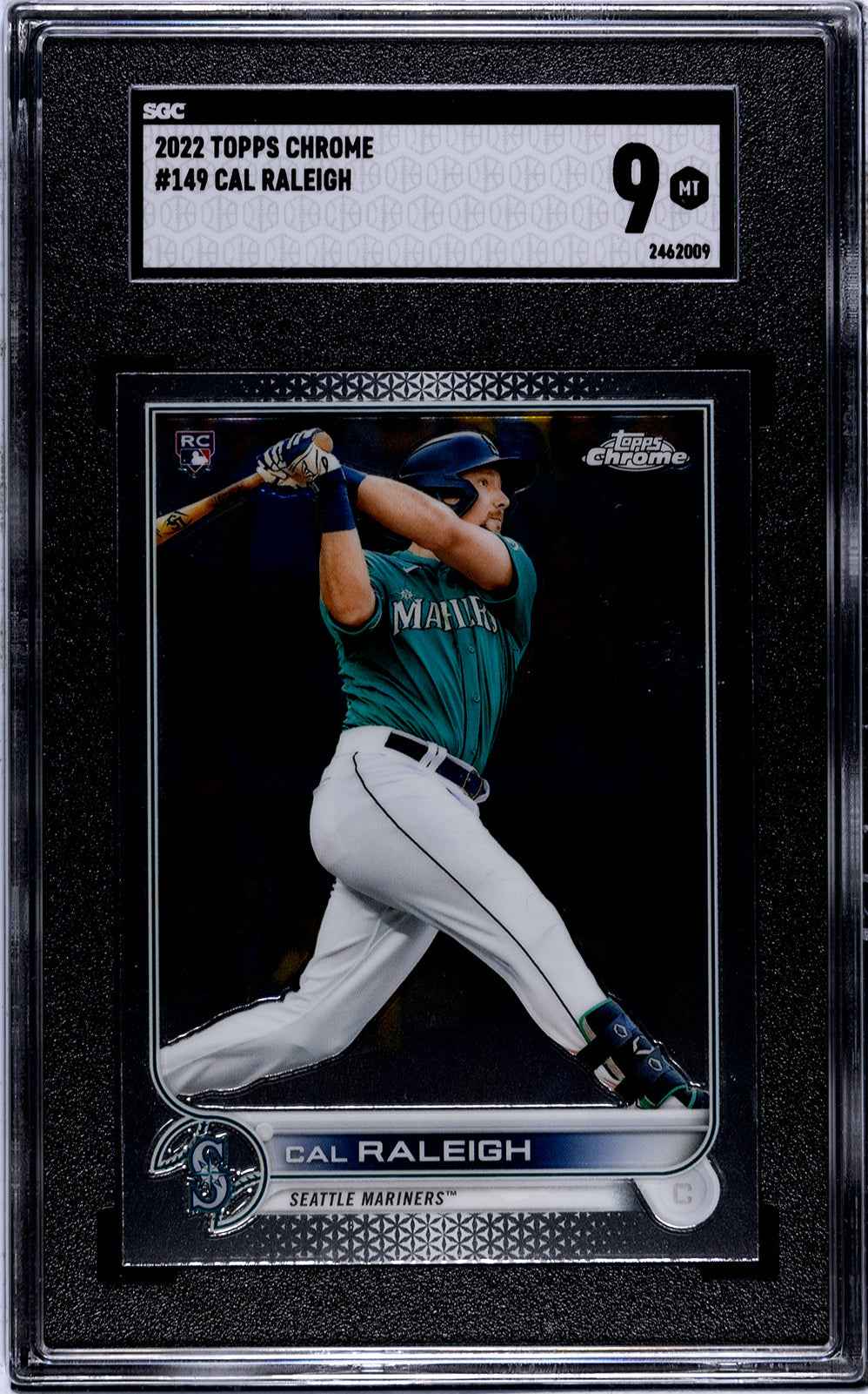Graded 2022 Topps Chrome Cal Raleigh #149 Rookie RC Baseball Card SGC 9 Mint