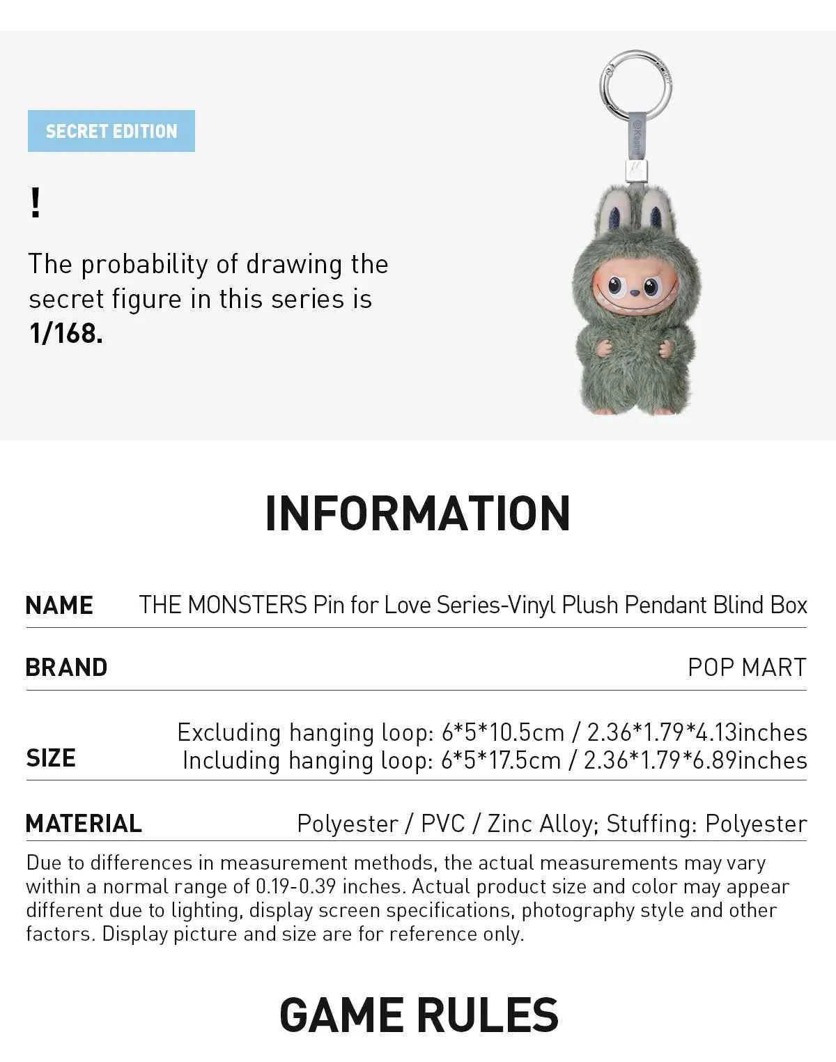 Pop Mart Labubu Pin for Love Series Blind Box (N-Z) Blue
