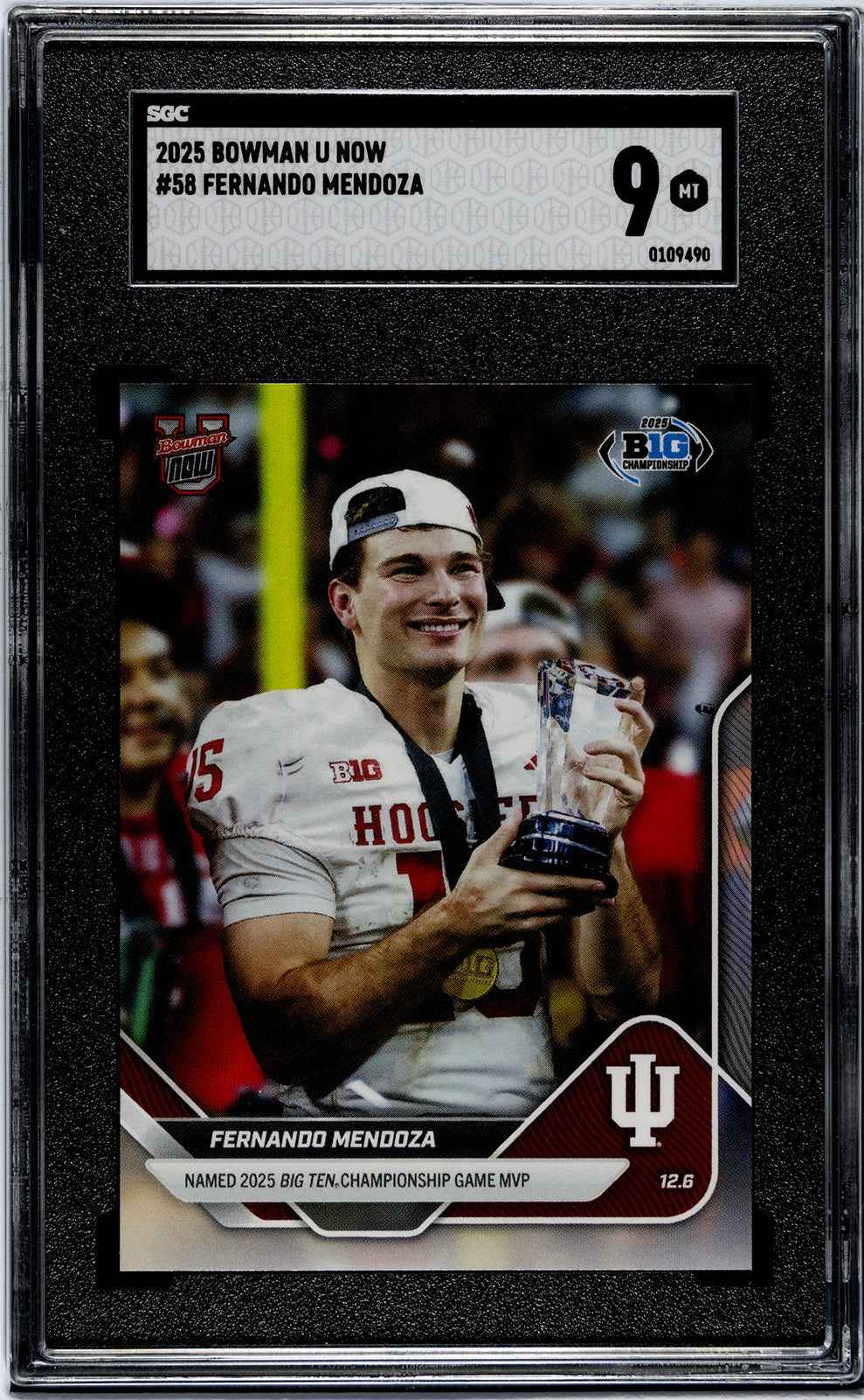 Graded 2025 Topps Bowman U Now Fernando Mendoza #58 Rookie RC Football Card SGC 9 Mint