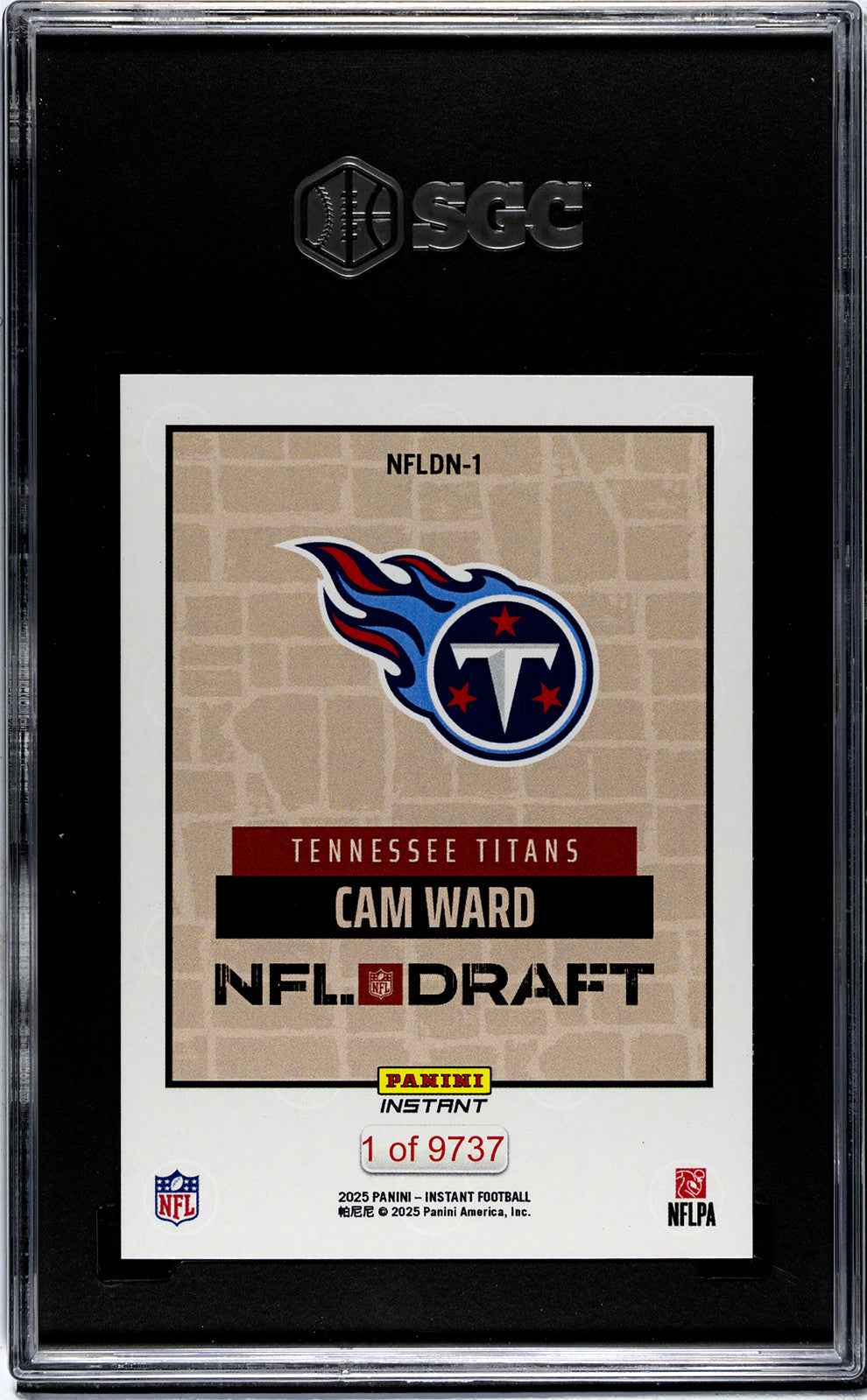 Graded 2025 Panini Instant Cam Ward #NFLDN1 NFL Draft Night Rookie RC Football Card SGC 10 Gem Mint