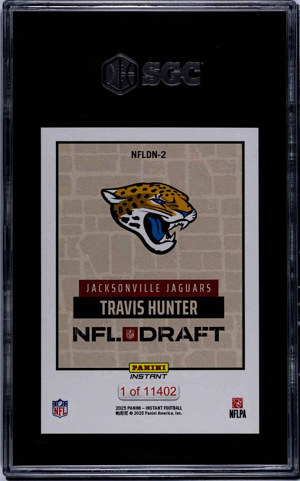 Graded 2025 Panini Instant Travis Hunter #NFLDN2 NFL Draft Night Rookie RC Football Card SGC 10 Gem Mint
