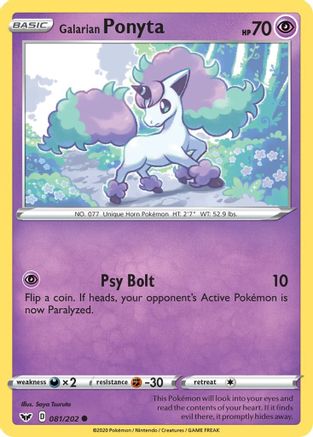 Galarian Ponyta 081/202 - SWSH01 Sword & Shield Base Set Reverse Holofoil