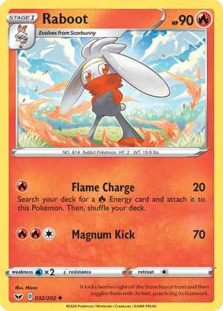 Raboot () 032/202 - SWSH01 Sword & Shield Base Set Reverse Holofoil