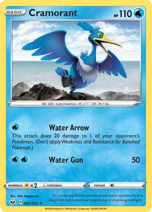 Cramorant 062/202 - SWSH01 Sword & Shield Base Set Reverse Holofoil