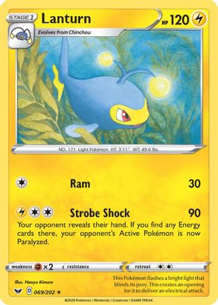 Lanturn 069/202 - SWSH01 Sword & Shield Base Set Reverse Holofoil