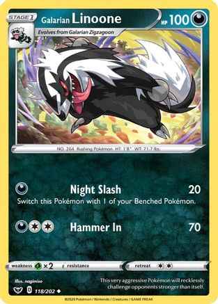 Galarian Linoone 118/202 - SWSH01 Sword & Shield Base Set