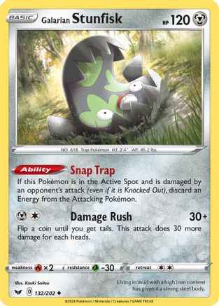 Galarian Stunfisk 132/202 - SWSH01 Sword & Shield Base Set Reverse Holofoil