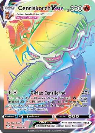Centiskorch VMAX (Secret) 191/189 - SWSH03 Darkness Ablaze Holofoil