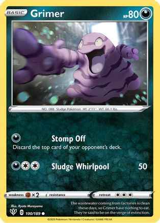Grimer 100/189 - SWSH03 Darkness Ablaze Reverse Holofoil