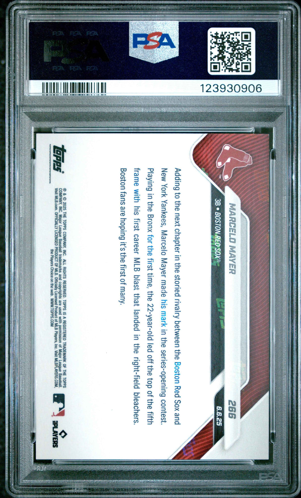 Graded 2025 Topps Now Marcelo Mayer #266 Gold Foil /50 Rookie RC Baseball Card PSA 10 Gem Mint