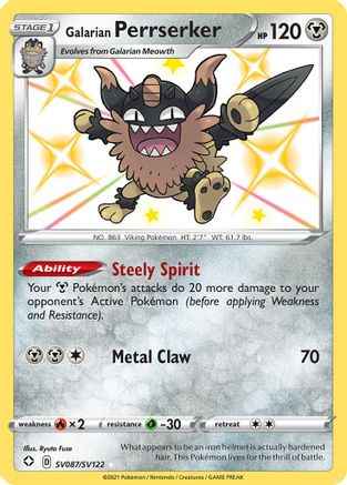 Galarian Perrserker SV087/SV122 - Shining Fates Shiny Vault Holofoil