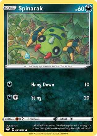 Spinarak 043/072 - Shining Fates Reverse Holofoil