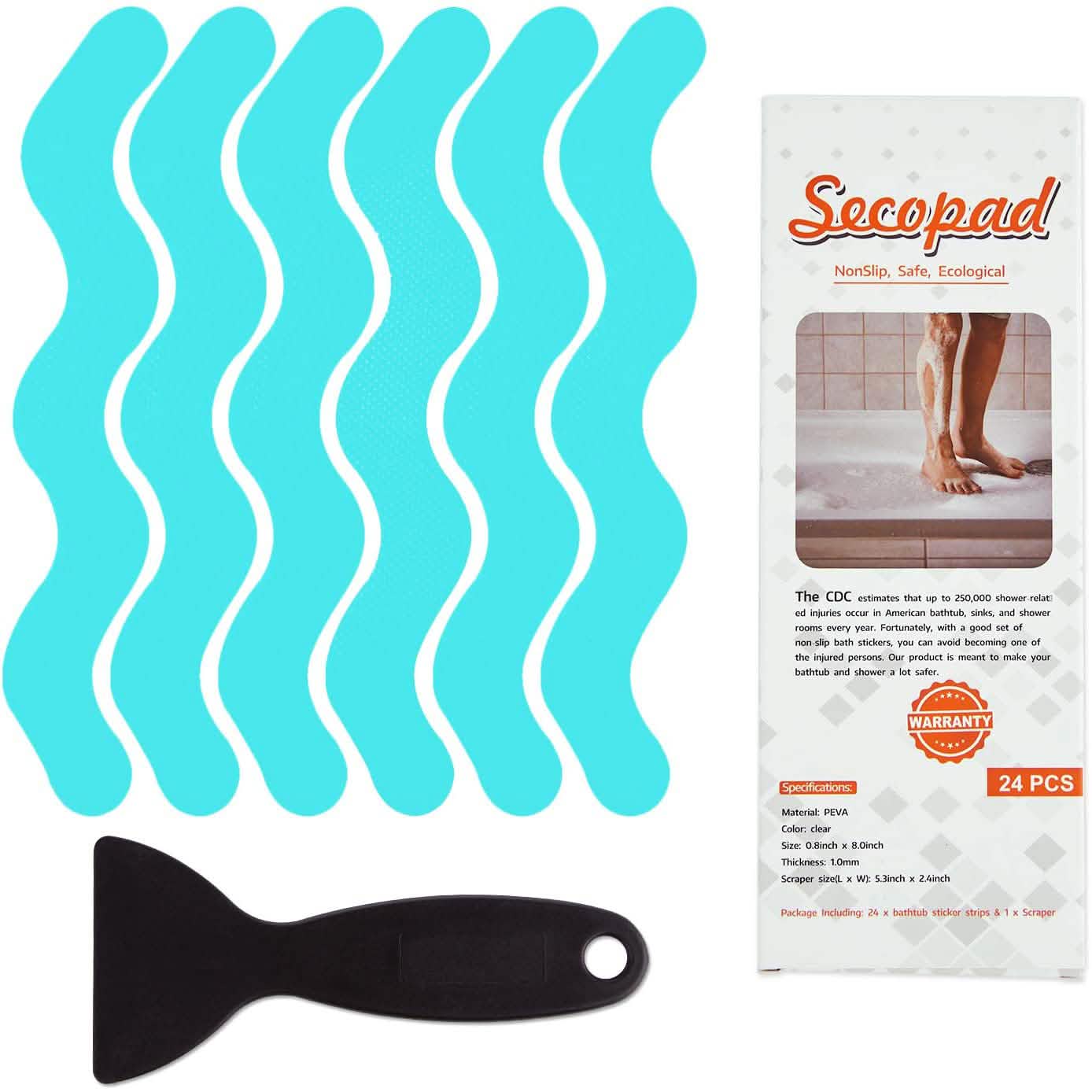 24-Piece: Safe Tub Strips Adhesive Non-Slip Shower Stickers Set