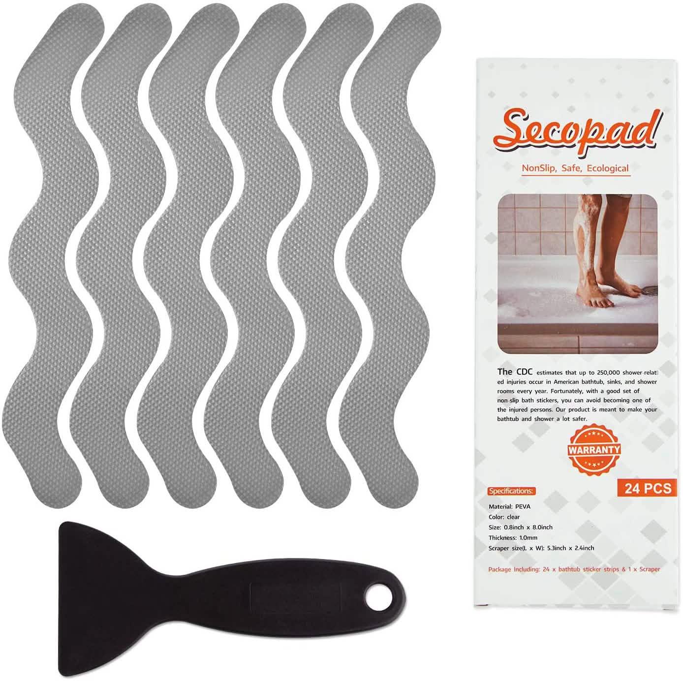 24-Piece: Safe Tub Strips Adhesive Non-Slip Shower Stickers Set