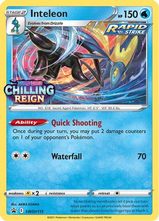 Inteleon (Prerelease) SWSH113/307 - SWSH Sword & Shield Promo Cards Holofoil