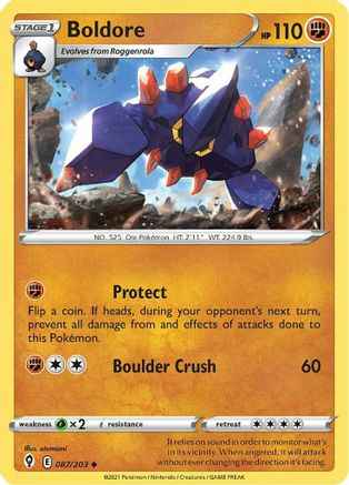 Boldore 087/203 - SWSH07 Evolving Skies Reverse Holofoil
