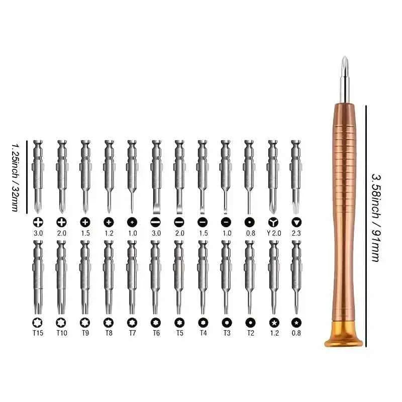 25-Piece Set: Precision Tool Repair Kit with Leather Case