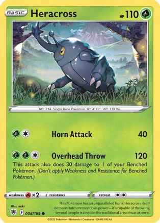 Heracross 008/189 - SWSH10 Astral Radiance Reverse Holofoil