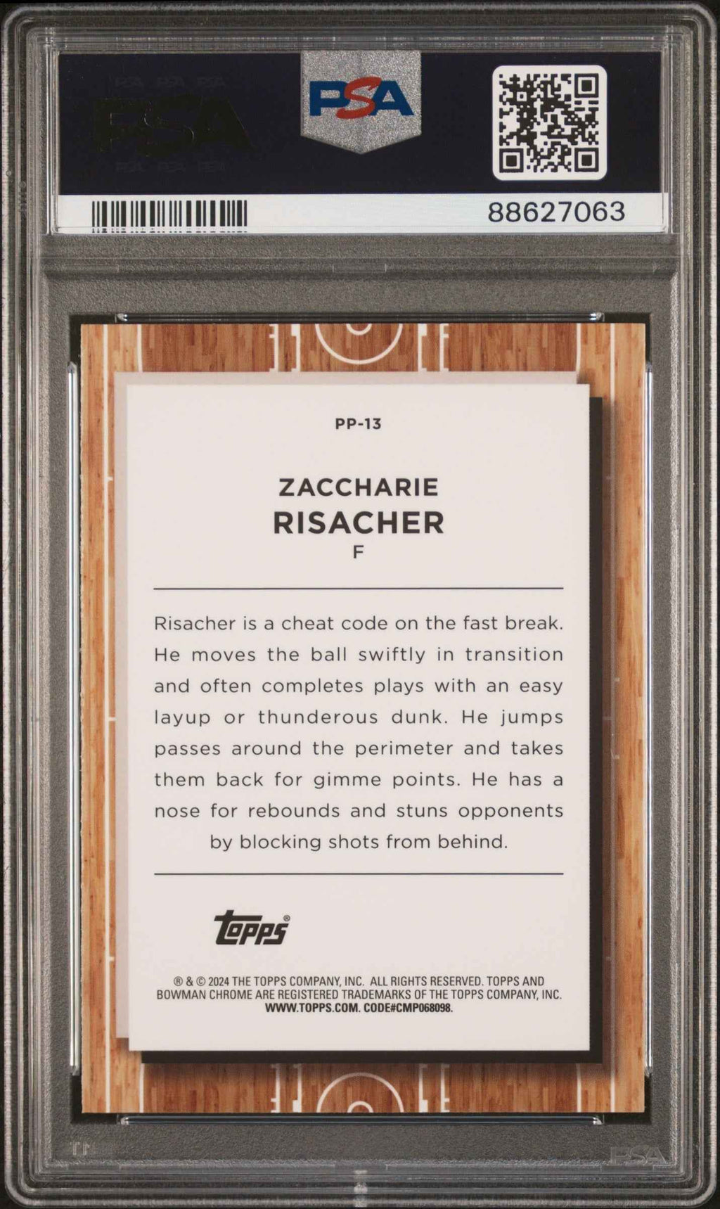 Graded 2023 Topps Bowman U Chrome Zaccharie Risacher #PP13 Prodigal Playmakers Rookie RC Basketball Card PSA 10 Gem Mint