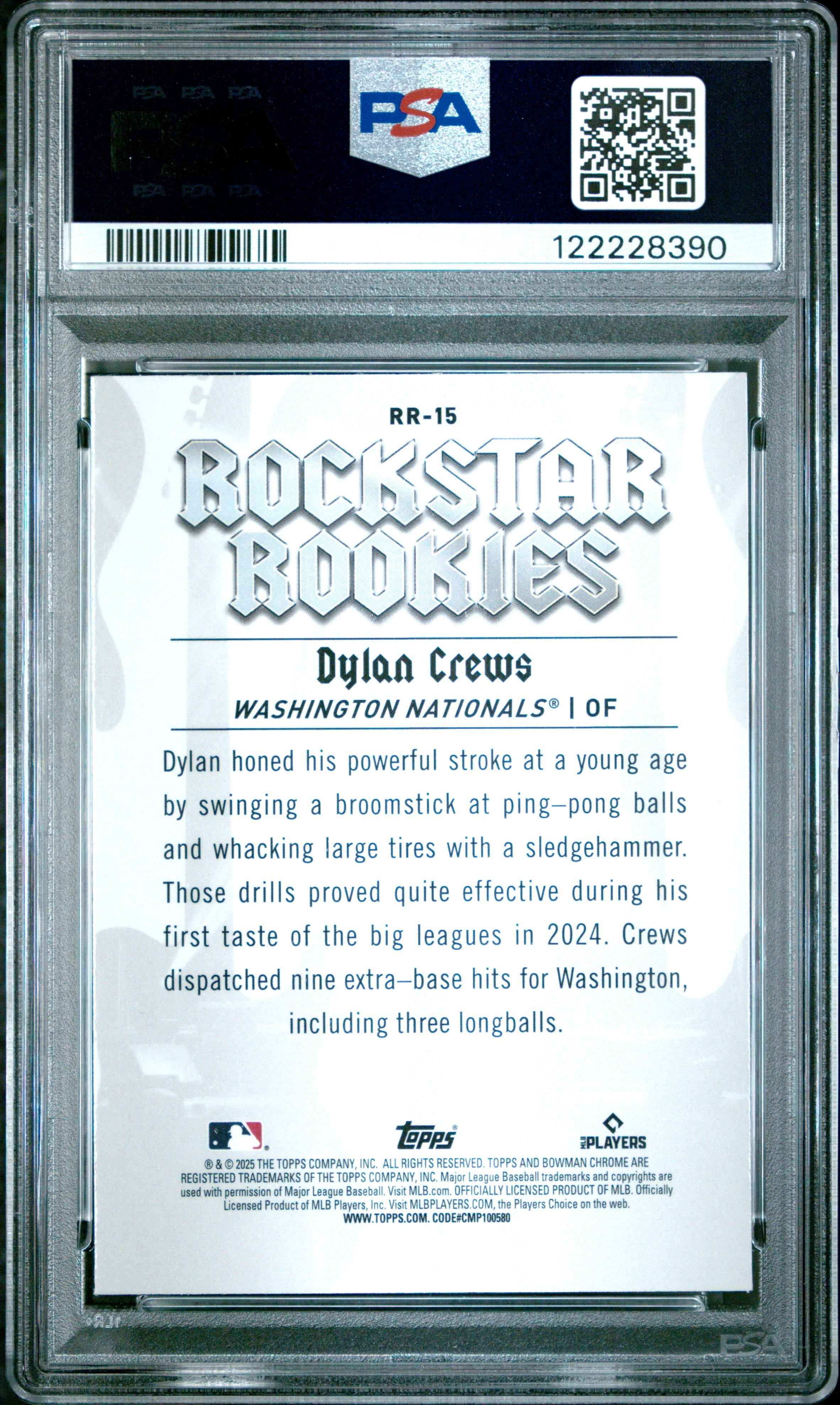 Graded 2025 Topps Bowman Dylan Crews #RR20 Rockstar Rookies Rookie RC Baseball Card PSA 7 Near Mint