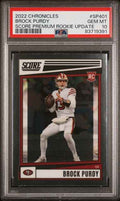 Graded 2022 Panini Chronicles Brock Purdy #SP401 Score Premium Rookie Update RC Football Card PSA 10 Gem Mint