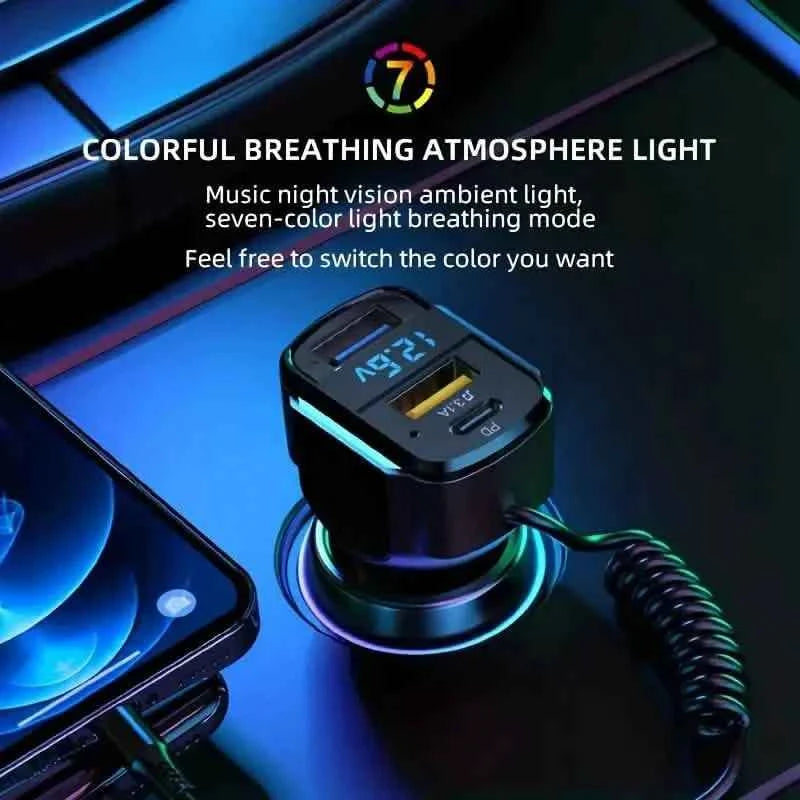 3-in-1 65W 3-port USB PD Fast Car Charger