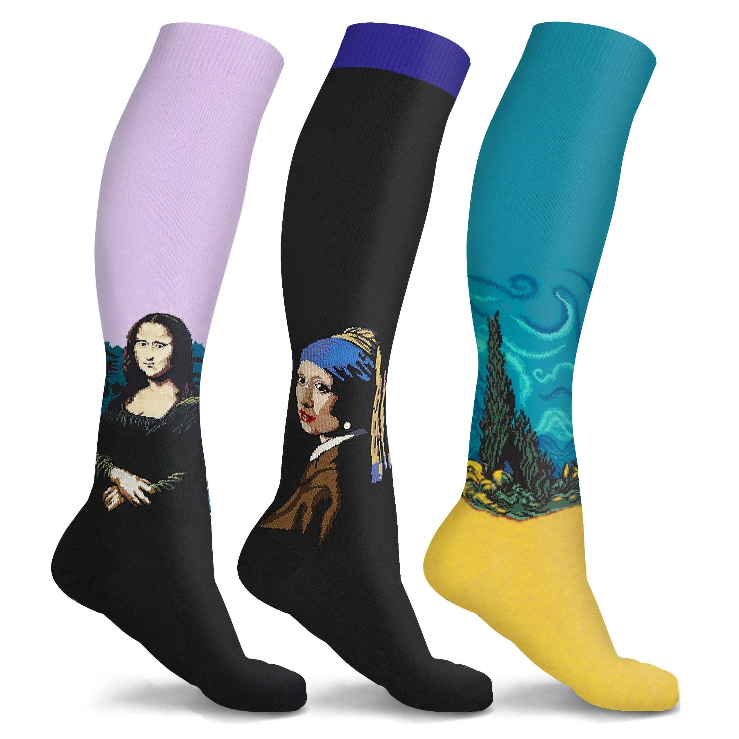 3 or 6-Pairs: DCF Famous Art Paintings Compression Socks