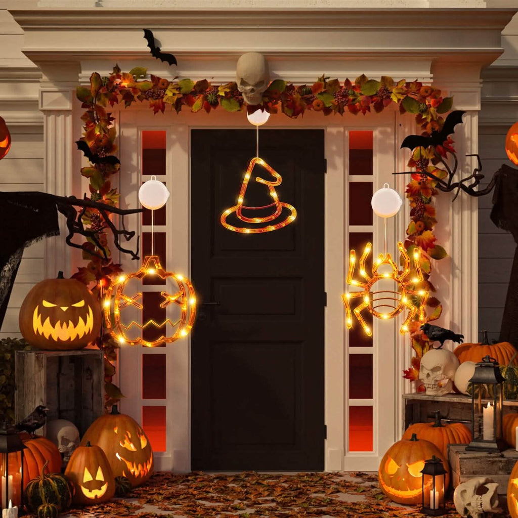 3-Pack: Halloween Window Light with Suction Cup Hanging Holes
