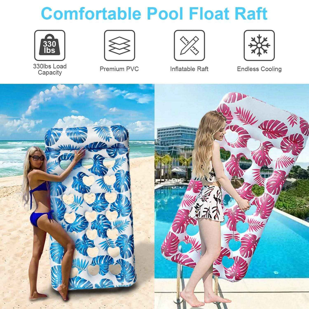 3-Pack: Inflatable Pool Float Raft Water Lounge 330lbs Load-Bearing Mattress with Headrest
