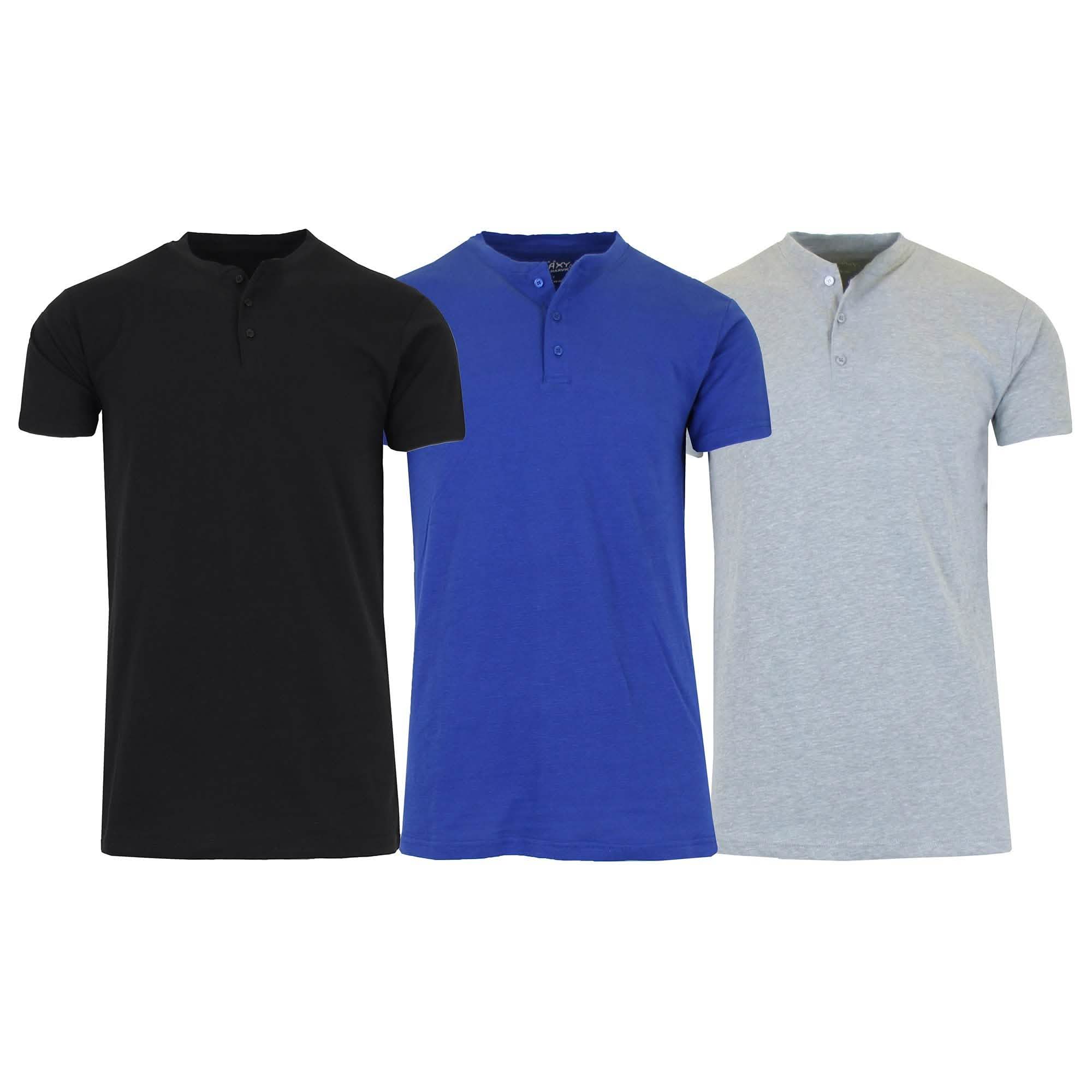 3-Pack Men's Slim Fitting Short Sleeve Henley Slub Tee