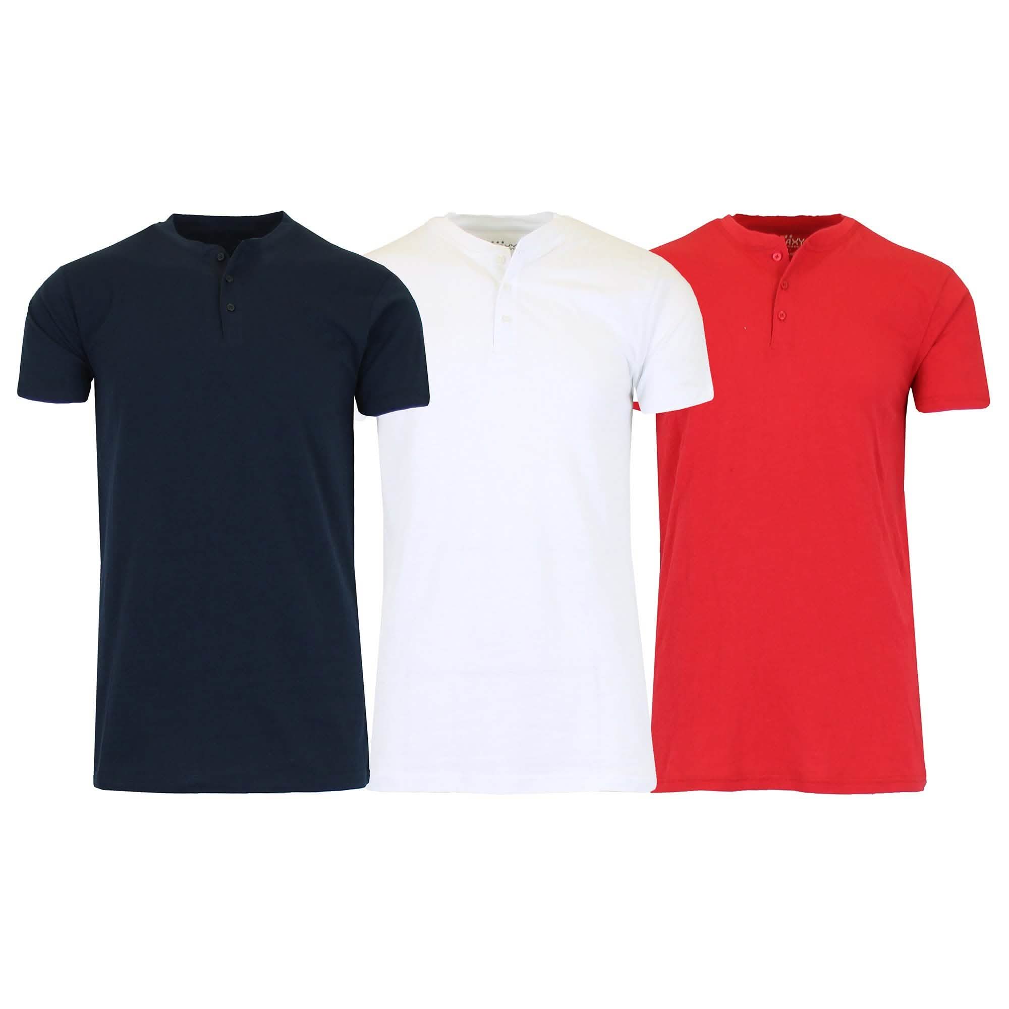 3-Pack Men's Slim Fitting Short Sleeve Henley Slub Tee
