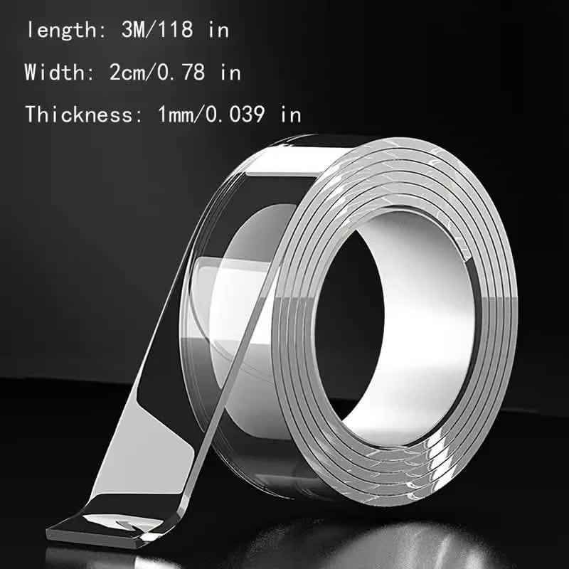3-Pack: Transparent Adhesive Tape - Reusable, Washable, and No-Residue Nano Gel Strips