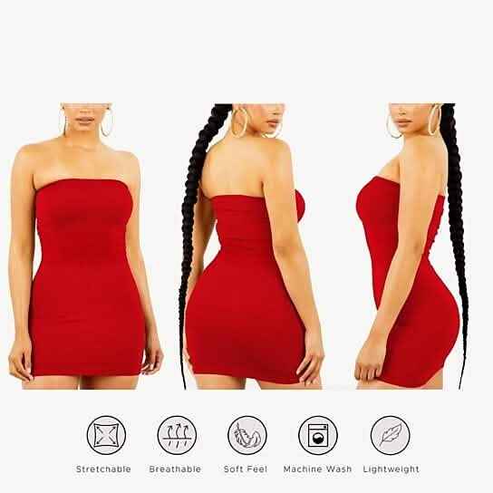 3-Pack: Women's Seamless Strapless Tube Dress