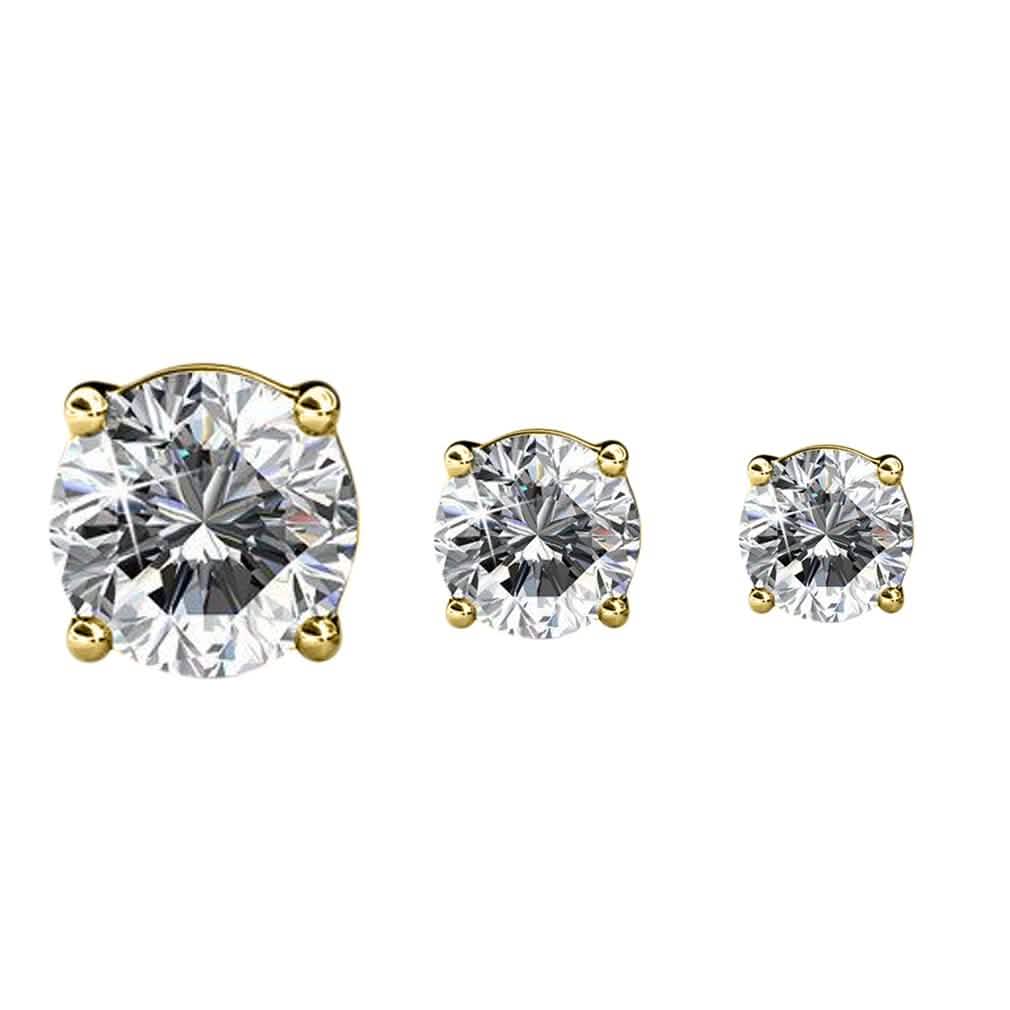 3-Pairs: Elements of Love Crystal Stud Earrings