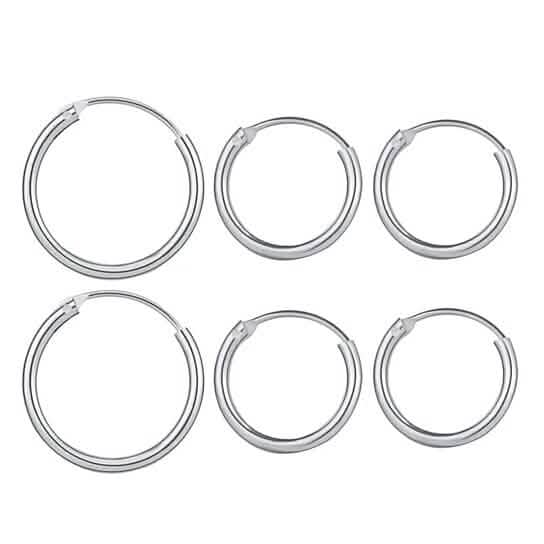3-Pairs: Endless Hoop Earrings
