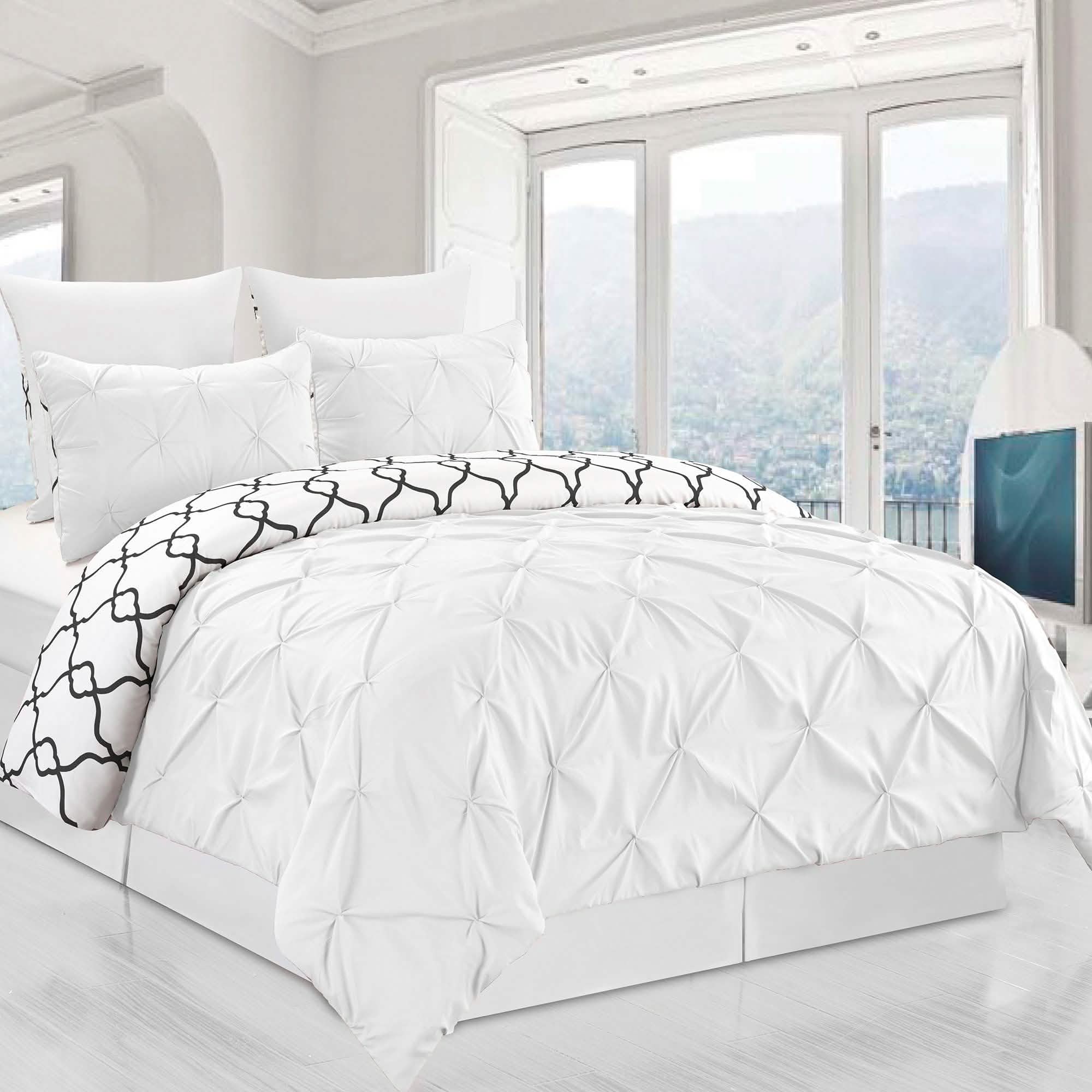 3-Piece Set: Reversible Premium Pintuck Duvet Cover and Shams